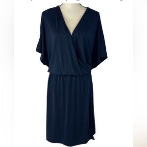 Black Tape 2X-Large Dress Short Dolman Sleeve Stretch Surplice V-Neck Navy Blue